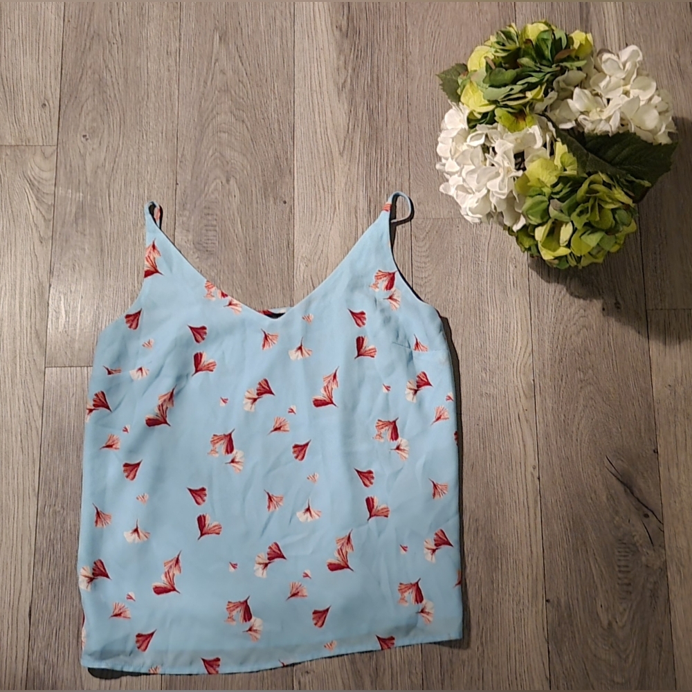 Banana Republic pink tulip sky blue camisol tank, size Medium - Picture 2 of 11